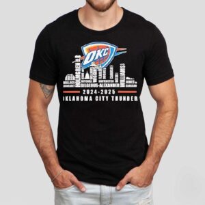 Oklahoma City Thunder 2024-2025 Team Roster City Skyline Shirt Oklahoma City Thunder 2024-2025 Team Roster City Skyline Shirt