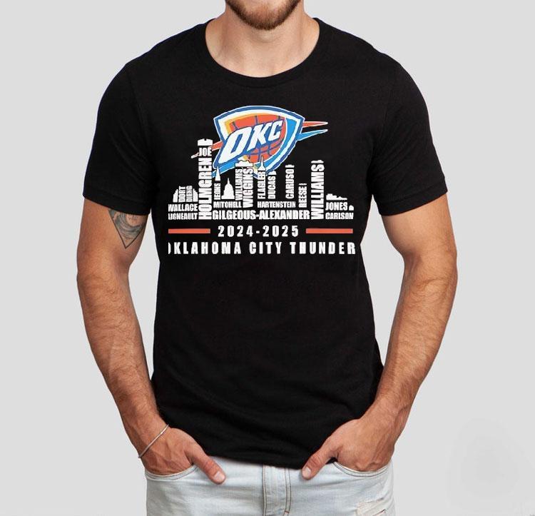 Oklahoma City Thunder 2024-2025 Team Roster City Skyline Shirt Oklahoma City Thunder 2024-2025 Team Roster City Skyline Shirt