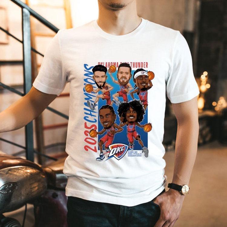 Oklahoma City Thunder 2025 Nba Finals Champions Caricature Full Court Shirt Oklahoma City Thunder 2025 Nba Finals Champions Caricature Full Court Shirt