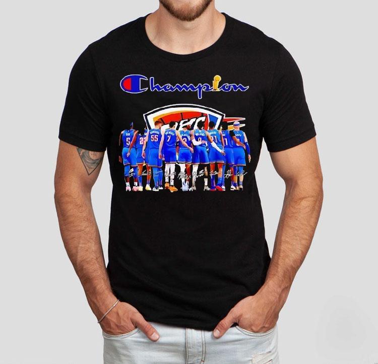 Oklahoma City Thunder All Team Champion Signatures Shirt Oklahoma City Thunder All Team Champion Signatures Shirt