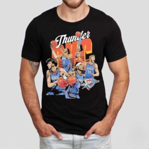Oklahoma City Thunder Basketball Starting 5 Players Team Stars Caricature Shirt Oklahoma City Thunder Basketball Starting 5 Players Team Stars Caricature Shirt