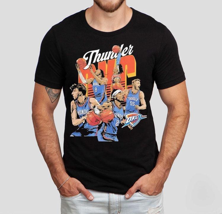 Oklahoma City Thunder Basketball Starting 5 Players Team Stars Caricature Shirt Oklahoma City Thunder Basketball Starting 5 Players Team Stars Caricature Shirt
