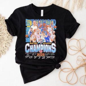 Oklahoma City Thunder Nba Western Conference Champions 2025 Signatures Shirt Oklahoma City Thunder Nba Western Conference Champions 2025 Signatures Shirt