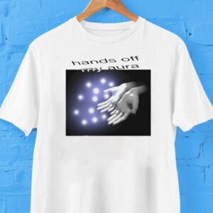 Phil Lester Wearing Hands Off My Aura Shirt
