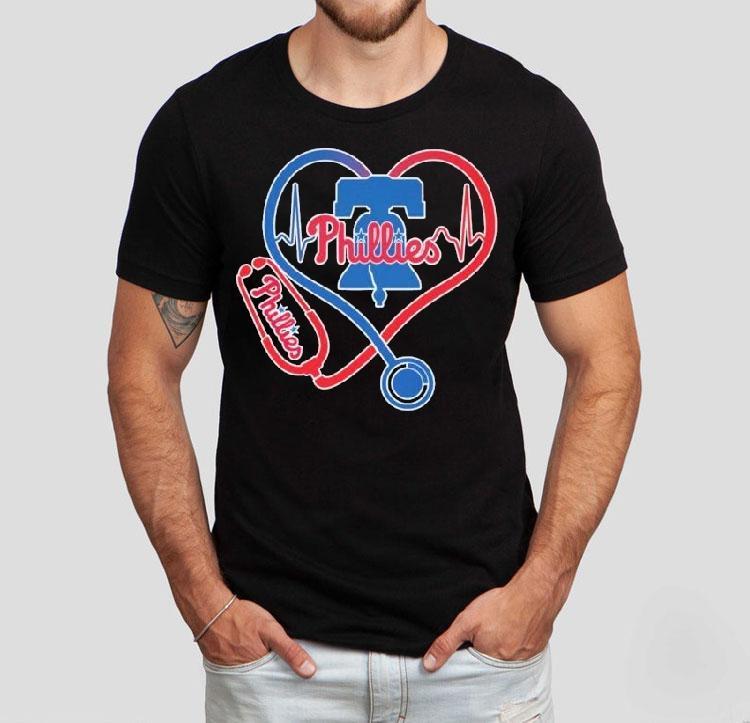 Philadelphia Phillies Caring Hearts Nurse Stethoscope Shirt Philadelphia Phillies Caring Hearts Nurse Stethoscope Shirt