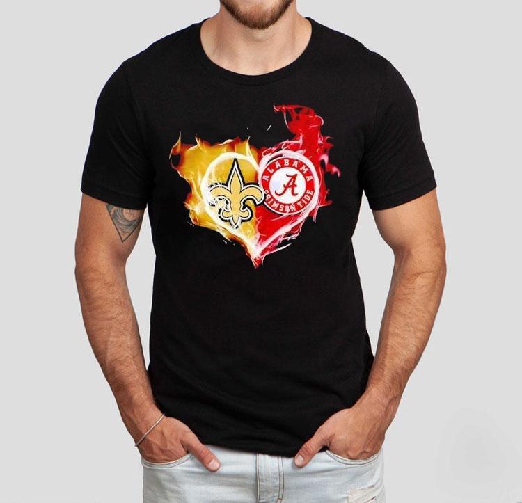 Smoke Heart Saint New Orleans And Alabama Crimson Tide Shirt Smoke Heart Saint New Orleans And Alabama Crimson Tide Shirt