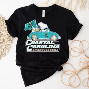 Snoopy And Woodstock The Peanuts Driving Car Coastal Carolina Chanticleers Shirt