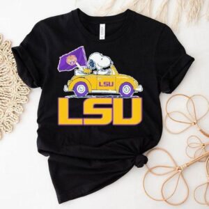 Snoopy And Woodstock The Peanuts Driving Car Lsu Tigers Shirt