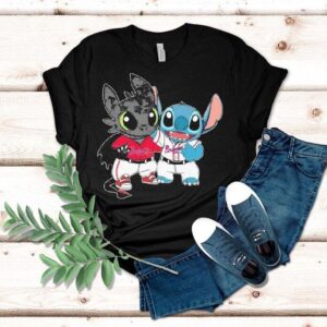 Stitch And Toothless Black Dragon X Atlanta Braves Shirt