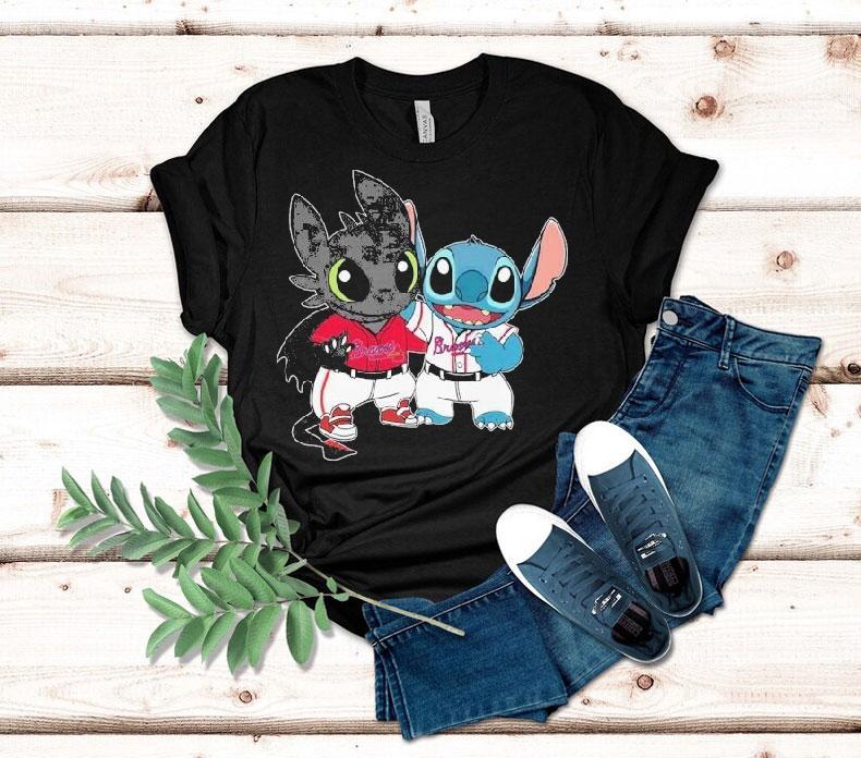 Stitch And Toothless Black Dragon X Atlanta Braves Shirt Stitch And Toothless Black Dragon X Atlanta Braves Shirt