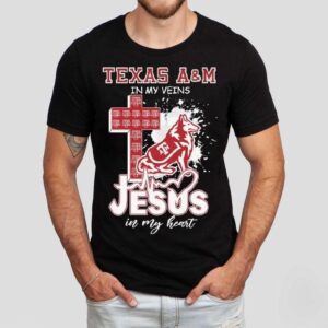 Texas Am Aggies In My Veins Jesus In My Heart Mascot Shirt