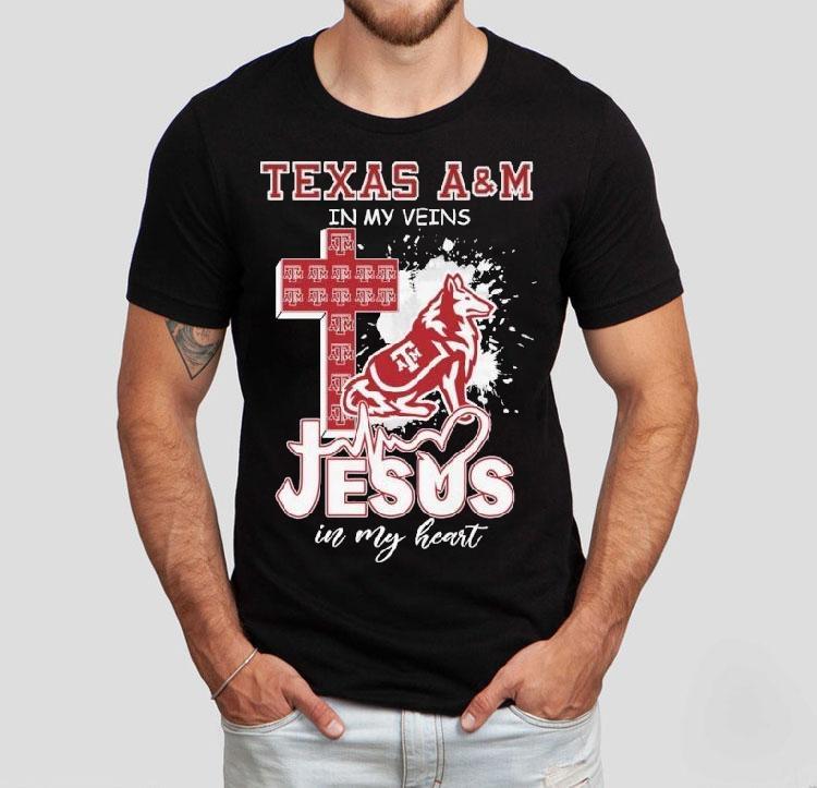 Texas Am Aggies In My Veins Jesus In My Heart Mascot Shirt Texas Am Aggies In My Veins Jesus In My Heart Mascot Shirt