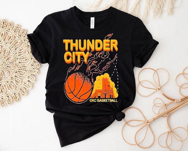 Thunder City Okc Basketball Retro Fireball Shirt Thunder City Okc Basketball Retro Fireball Shirt