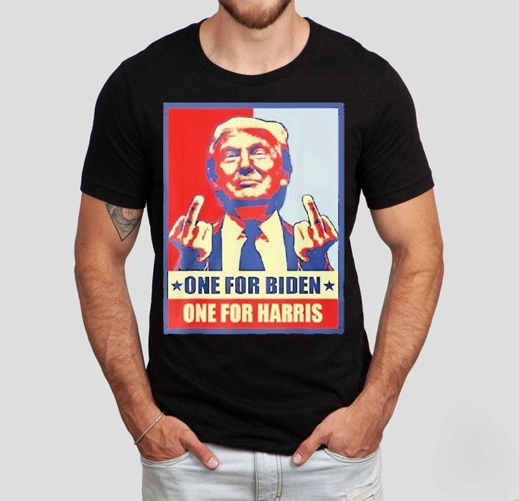 Trump Finger One For Biden One For Harris Middle Finger Shirt Trump Finger One For Biden One For Harris Middle Finger Shirt
