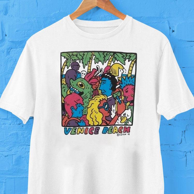 Venice Beach Colorful Crowd Vardagen Shirt Venice Beach Colorful Crowd Vardagen Shirt