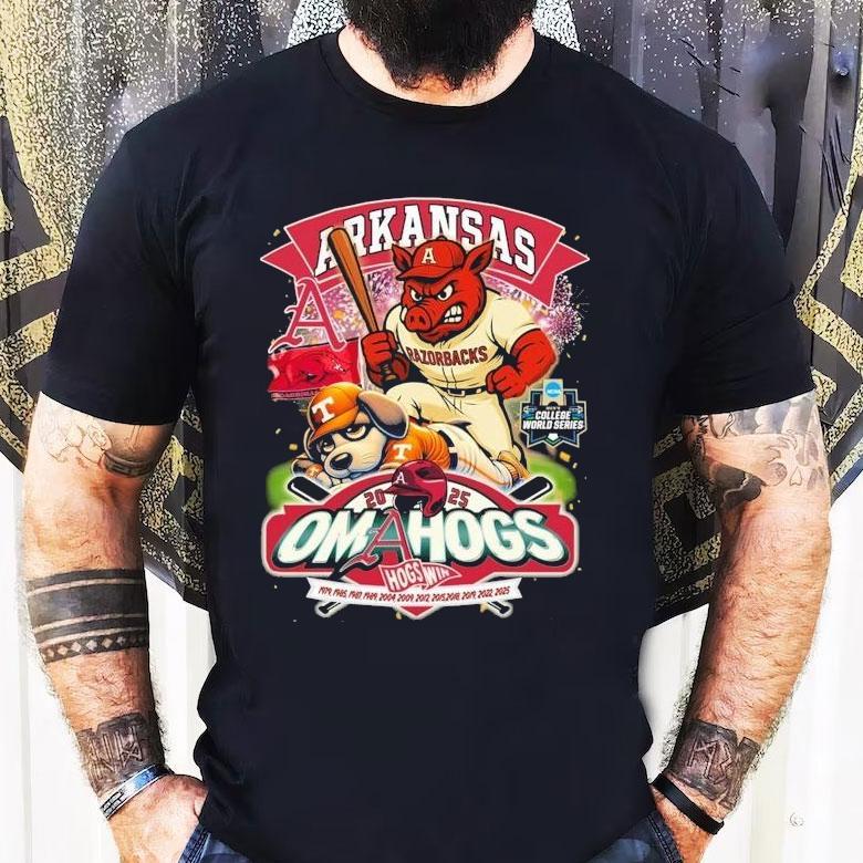 Arkansas Razorbacks Stomp Tennessee Volunrs Ncaa 2025 College World Series Mascot Shirt Arkansas Razorbacks Stomp Tennessee Volunrs Ncaa 2025 College World Series Mascot Shirt