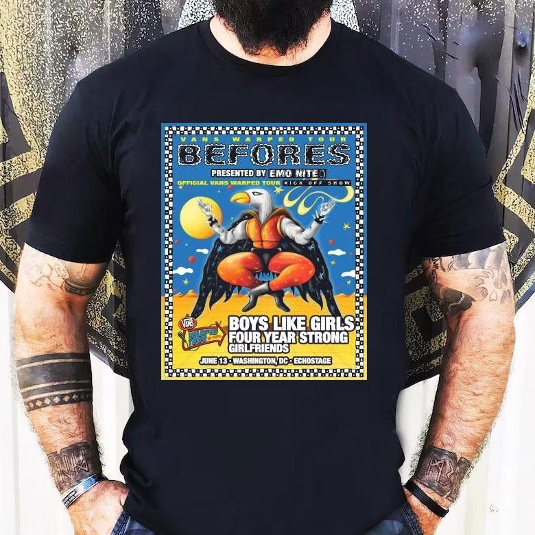 Befores Boy Like Girls Four Year Strong Girlfriends Vans Warped Tour June 13 2025 Washington, Dc Shirt Befores Boy Like Girls Four Year Strong Girlfriends Vans Warped Tour June 13 2025 Washington, Dc Shirt