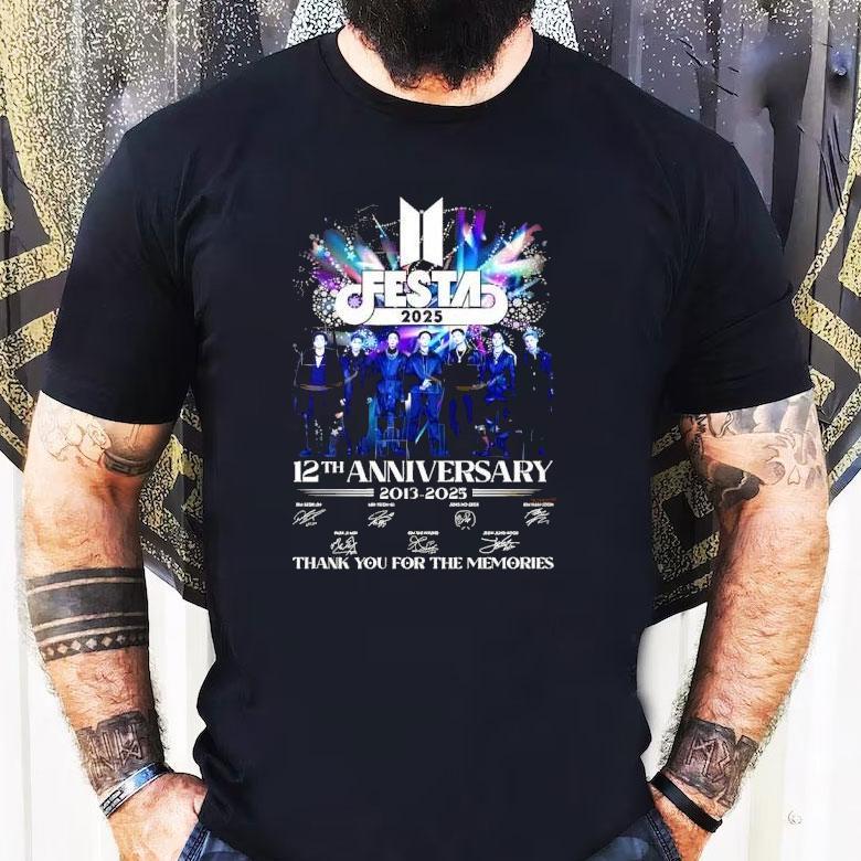 Bts Festa 2025 12th Anniversary 2013-2025 Signature Thank You For The Memories Shirt Bts Festa 2025 12th Anniversary 2013-2025 Signature Thank You For The Memories Shirt