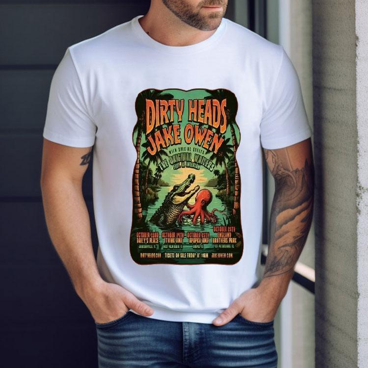 Dirty Heads Jake Owen The Wailers Tour Oct 2025 Gator Octopus Shirt Dirty Heads Jake Owen The Wailers Tour Oct 2025 Gator Octopus Shirt