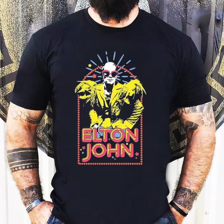 Elton John Distressed Photo Sparkle Shirt Elton John Distressed Photo Sparkle Shirt