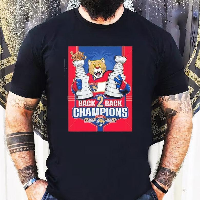 Florida Panthers Mascot Back 2 Back Stanley Cup Champions 2025 Shirt Florida Panthers Mascot Back 2 Back Stanley Cup Champions 2025 Shirt