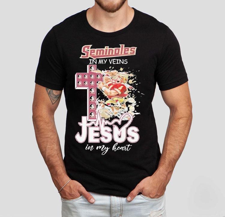 Florida State Seminoles In My Veins Jesus In My Heart Mascot Shirt Florida State Seminoles In My Veins Jesus In My Heart Mascot Shirt