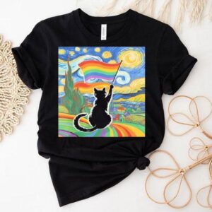 Gay Pride Cat Art Cat Starry Night Style Lgbtq Pride Shirt