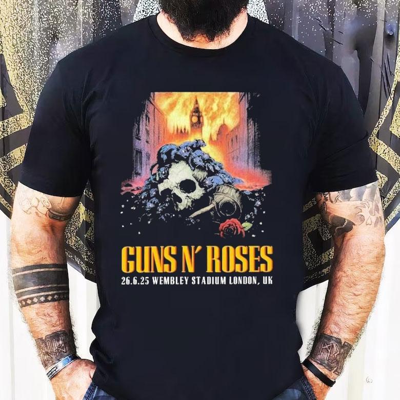 Guns N’ Roses 26 June 2025 Wembley Stadium London, Uk Skull Shirt Guns N’ Roses 26 June 2025 Wembley Stadium London, Uk Skull Shirt