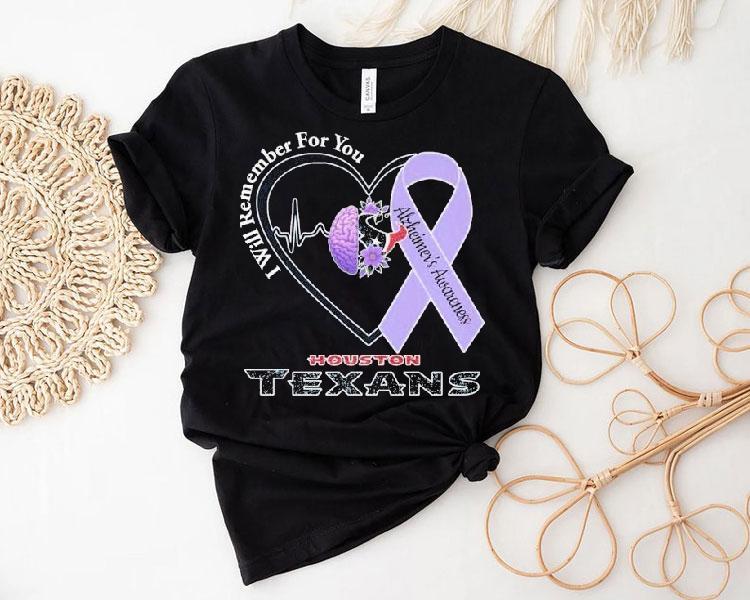 Houston Texans I Will Remember For You Alzheimer’s Awareness Heartbeat Brain Shirt Houston Texans I Will Remember For You Alzheimer’s Awareness Heartbeat Brain Shirt