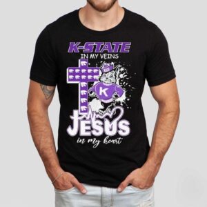 Kansas State Wildcats In My Veins Jesus In My Heart Mascot Shirt