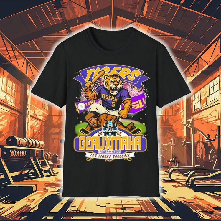 Lsu Tigers Ncaa 2025 College World Series Omaha Geauxmaha Power House Mascot Shirt Lsu Tigers Ncaa 2025 College World Series Omaha Geauxmaha Power House Mascot Shirt