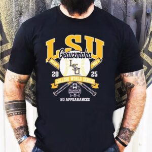 Lsu Tigers Ncaa Men’s 2025 College World Series Omaha Geaux Maha 20 Appearances Shirt