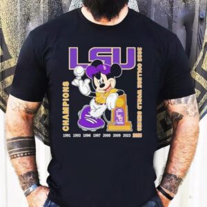 Mickey Mouse Lsu Tigers Ncaa 2025 College World Series Champions Trophy Shirt