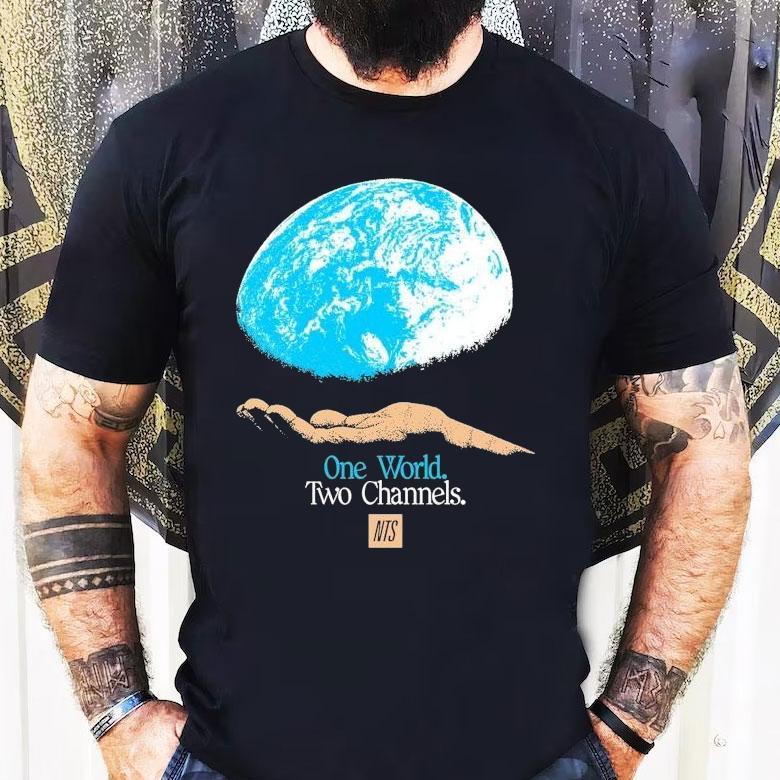 Nts One World Two Channels Hand World Earth Shirt Nts One World Two Channels Hand World Earth Shirt