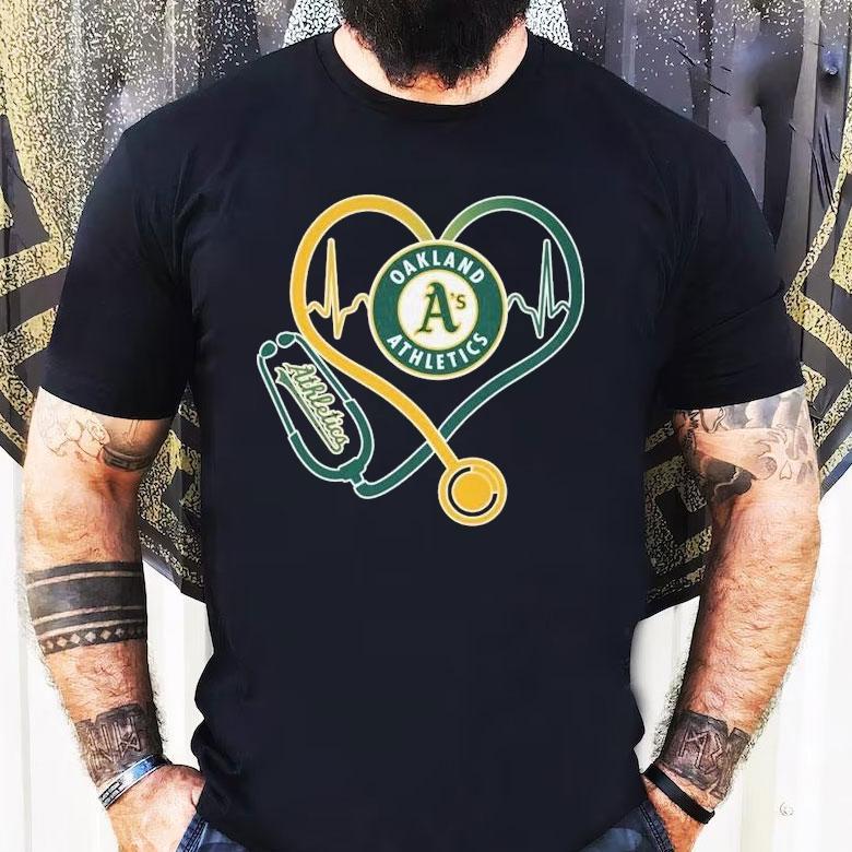 Oakland Athletics Caring Hearts Nurse Stethoscope Heartbeat Shirt Oakland Athletics Caring Hearts Nurse Stethoscope Heartbeat Shirt