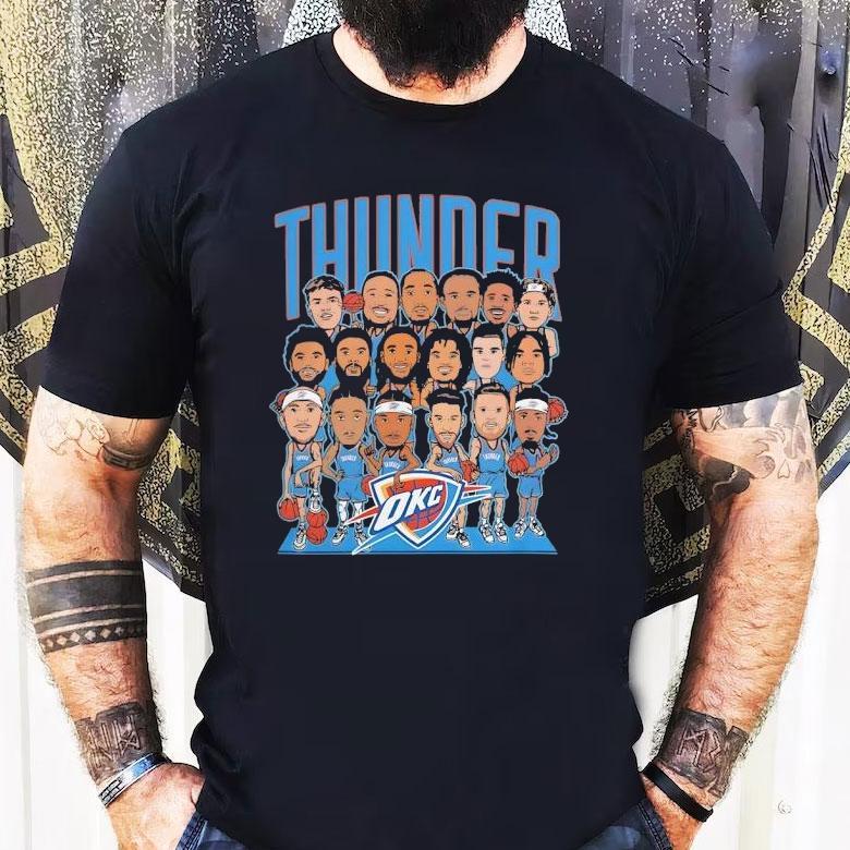 Oklahoma City Thunder 2025 Nba Finals Cartoon Roster Shirt Oklahoma City Thunder 2025 Nba Finals Cartoon Roster Shirt