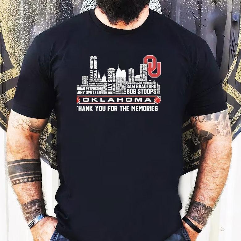 Oklahoma Sooners Skyline City Players Names Thank You For The Memories Shirt Oklahoma Sooners Skyline City Players Names Thank You For The Memories Shirt