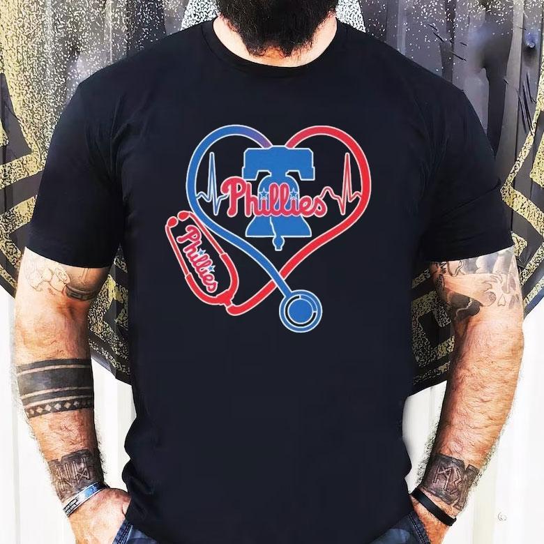 Philadelphia Phillies Caring Hearts Nurse Stethoscope Shirt Philadelphia Phillies Caring Hearts Nurse Stethoscope Shirt