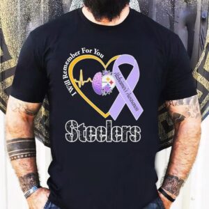 Pittsburgh Slers I Will Remember For You Alzheimer’s Awareness Heartbeat Brain Shirt