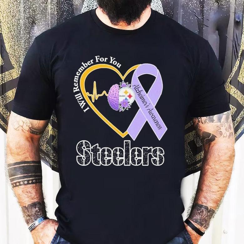 Pittsburgh Slers I Will Remember For You Alzheimer’s Awareness Heartbeat Brain Shirt Pittsburgh Slers I Will Remember For You Alzheimer’s Awareness Heartbeat Brain Shirt