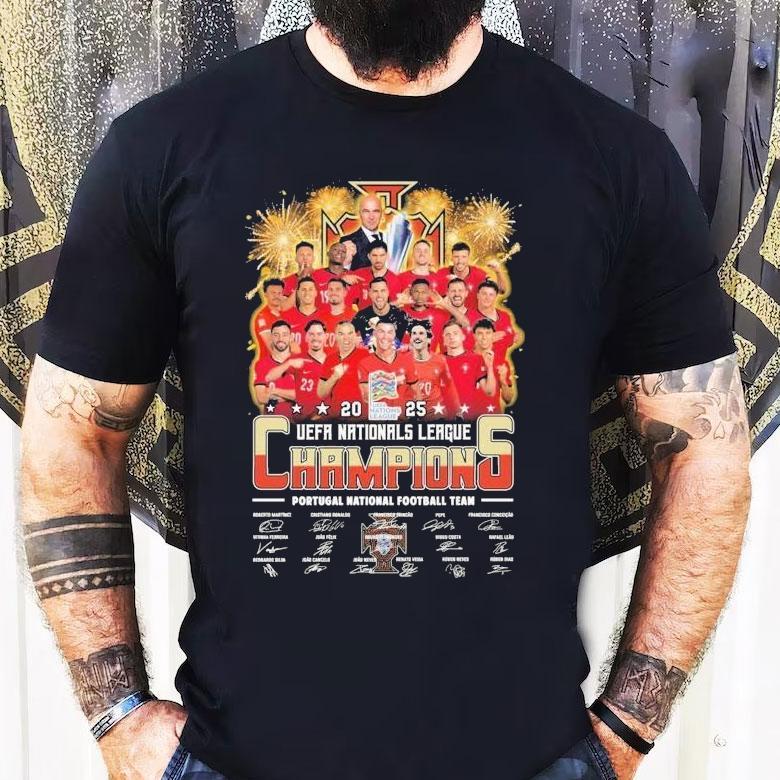 Portugal Football Team Uefa Nations League Champions 2025 Signatures Shirt Portugal Football Team Uefa Nations League Champions 2025 Signatures Shirt