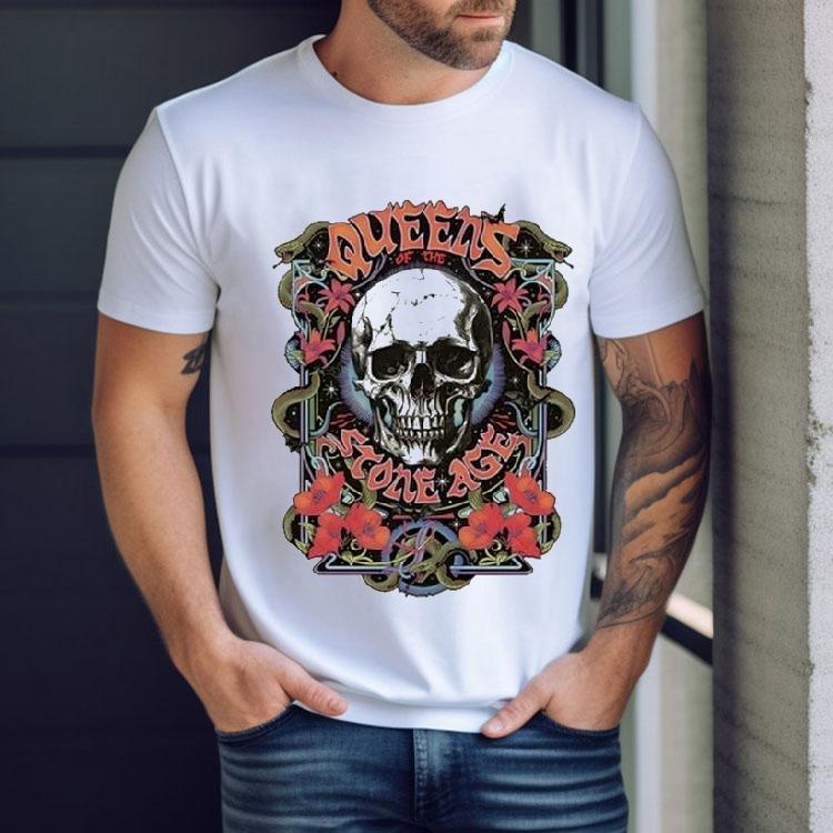 Queens Of The Stone Skull Collage Snake Shirt Queens Of The Stone Skull Collage Snake Shirt