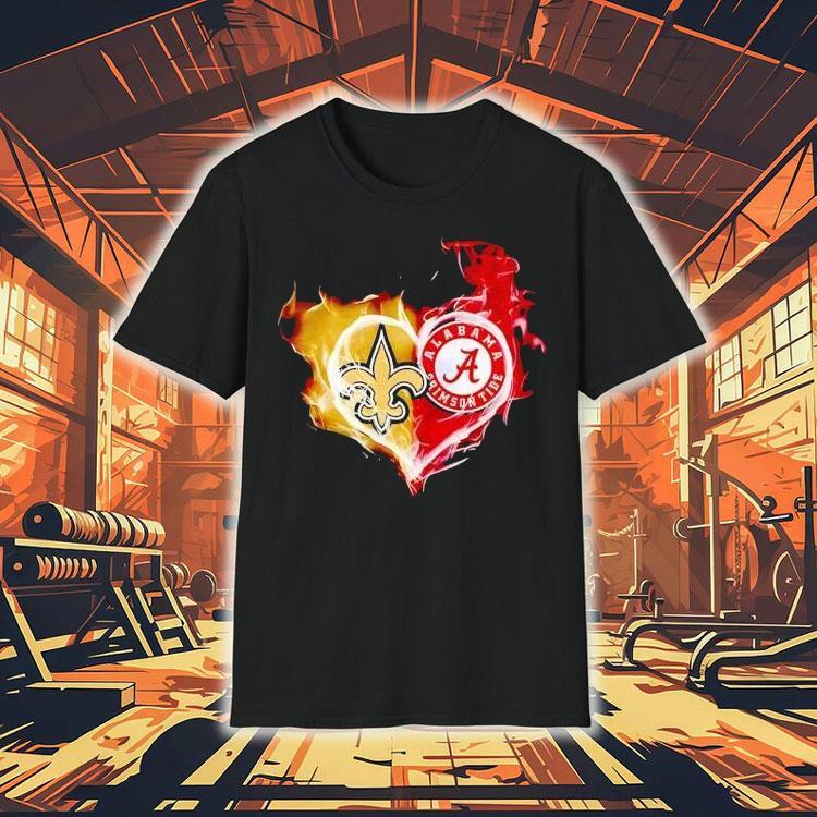 Smoke Heart Saint New Orleans And Alabama Crimson Tide Shirt Smoke Heart Saint New Orleans And Alabama Crimson Tide Shirt