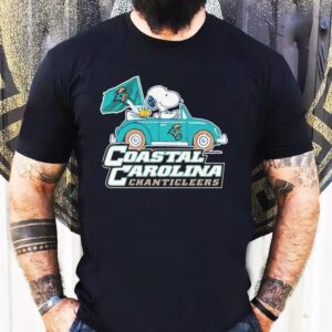 Snoopy And Woodstock The Peanuts Driving Car Coastal Carolina Chanticleers Shirt