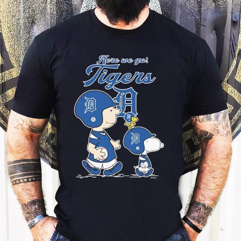Snoopy Woodstock And Charlie Brown The Peanuts Here We Go Detroit Tigers Shirt Snoopy Woodstock And Charlie Brown The Peanuts Here We Go Detroit Tigers Shirt