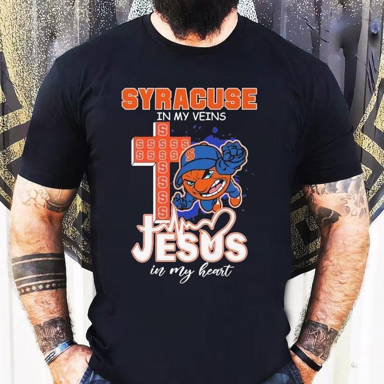 Syracuse Orange In My Veins Jesus In My Heart Mascot Shirt Syracuse Orange In My Veins Jesus In My Heart Mascot Shirt