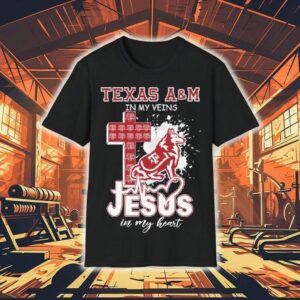 Texas Am Aggies In My Veins Jesus In My Heart Mascot Shirt