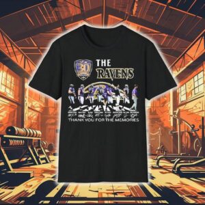 The Baltimore Ravens 30th Seasons 1996-2025 Thank You For The Memories Road Abbey Signatures Shirt