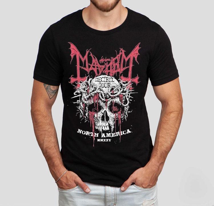 The True Mayhem Crown Of Thorns Decibel Tour 2025 North American Skull Shirt The True Mayhem Crown Of Thorns Decibel Tour 2025 North American Skull Shirt