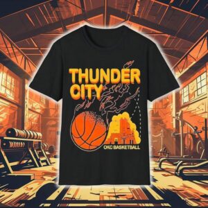 Thunder City Okc Basketball Retro Fireball Shirt